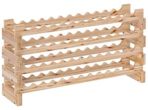 HOMCOM Portabottiglie in Legno di Pino, Cantinetta Vini con 4 Ripiani per 48 Bottiglie, 114x28x56.5 cm, Colore Legno