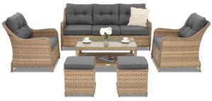 Mobili da giardino Toledo Coffee 5 con 2 pouff cappuccino Garden Point