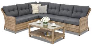 Divano angolare da giardino con tavolino Toledo Angolo Garden Point cappuccino