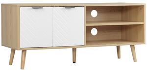 HOMCOM Mobile TV 46" max in Truciolato e Legno con 2 Ripiani Aperti e Armadietto, 110x39x48.8 cm|Aosom