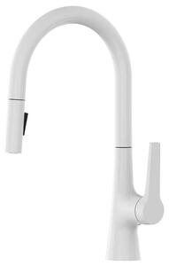 Miscelatore per cucina - Modello V72. Miscelatore per lavello - Con doccetta estraibile. Acqua calda e fredda. Miscelatore monocomando. Montaggio monoblocco. Realizzato in ottone massiccio. Colore: bianco