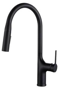 Miscelatore per cucina - Modello V62. Miscelatore per lavello con doccetta estraibile, monocomando, per acqua calda e fredda, in ottone, da installare con un foro. Colore: nero