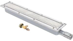 Griglia a gas per esterni - Griglia per barbecue in acciaio inossidabile - Bruciatore laterale a infrarossi - Sistema di riscaldamento ceramico - Forma rettangolare - Colore argento