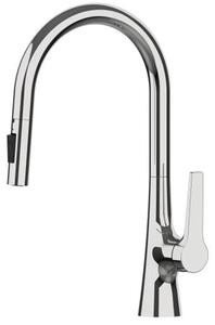 Miscelatore per lavello da cucina – Miscelatore monocomando con doccetta estraibile – Monoforo – Acqua calda e fredda – Ottone – Cromo