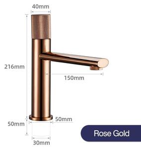 Miscelatore monocomando per lavabo – Rubinetto con un'unica leva – Miscelatore per acqua calda e fredda – Ottone/rame spazzolato – Attacco G1/2 – Finitura rosa lucida