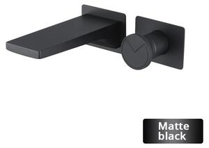 Miscelatore per lavabo da parete - Miscelatore monocomando da incasso - Acqua calda e fredda - Corpo in ottone - Finitura nero opaco