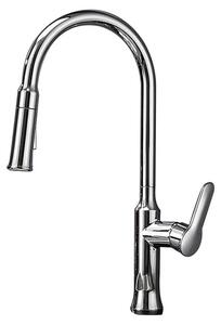 Miscelatore per cucina - Miscelatore per lavello - Doccetta estraibile - Termostatico monocomando - Bocchetta girevole - Filtro risparmio idrico - Cromo - Grigio chiaro