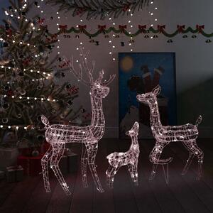 Famiglia di Renne di Natale 300 LED Bianco Caldo in Acrilico
