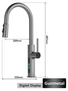 Miscelatore per lavello da cucina – Miscelatore estraibile – Girevole a 360° – Miscelatore monocomando per acqua calda e fredda – Getto a pioggia e getto aerato – Ottone
