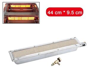 Griglia a gas per barbecue - Bruciatore laterale a infrarossi - Bruciatore in Vetroceramica - Lega di alluminio - Accensione integrata - 44 x 9,5 cm