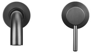 Rubinetto da lavabo di scarsa qualità - Miscelatore monocomando da incasso a parete - Con controllo separato per acqua calda e fredda - Realizzato in ottone - Cartuccia in Vetroceramica - Bocchetta di 26 cm - Colore: grigio antracite
