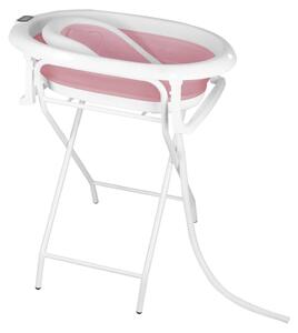 Vaschetta per il bagnetto - Vaschetta pieghevole - Struttura in acciaio inossidabile - Termometro integrato - Cuscino ergonomico - Tubo di scarico - 0-6 mesi - Rosa