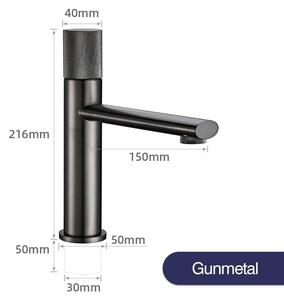 Miscelatore per lavabo – Miscelatore monocomando per bagno – Acqua calda e fredda – Corpo in rame spazzolato – Attacco G1/2 – Colore: grigio gunmetal