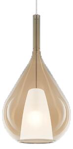 Sospensione Contemporanea Kalique Vetro Ambra Bianco E Cromo 1 Luce E27 H59Cm