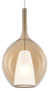 Sospensione Contemporanea Kalique Vetro Ambra Bianco E Cromo 1 Luce E27 H53Cm