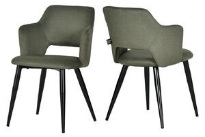 Meubles Cosy - Set da 2 sedie da pranzo in stile scandinavo con braccioli, rivestimento ecologico e seduta imbottita, verde - AKANJI CC