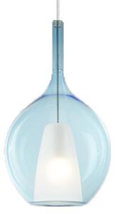 Sospensione Contemporanea Kalique Vetro Azzurro Bianco E Cromo 1 Luce E27 H53Cm