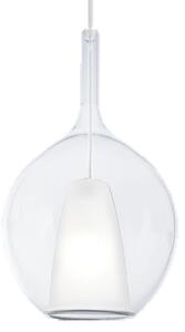 Sospensione Contemporanea Kalique Vetro Trasparente Bianco E Cromo E27 H53Cm
