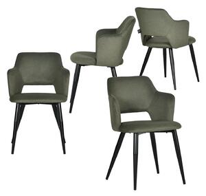 Meubles Cosy Set da 4 sedie da pranzo in stile scandinavo con braccioli, tessuto ecologico e seduta imbottita, verde - AKANJI CC