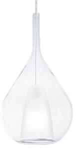 Sospensione Contemporanea Kalique Vetro Trasparente Bianco E Cromo E27 H59Cm