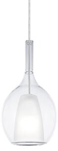 Sospensione Contemporanea Kalique Vetro Trasparente Bianco E Cromo E27 H36Cm