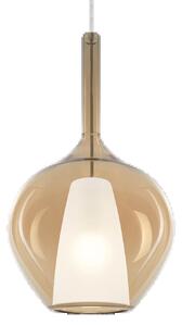 Sospensione Contemporanea Kalique Vetro Ambra Bianco E Cromo 1 Luce E27 H50Cm