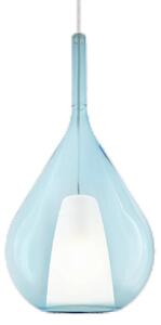Sospensione Contemporanea Kalique Vetro Azzurro Bianco E Cromo 1 Luce E27 H59Cm
