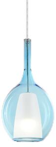 Sospensione Contemporanea Kalique Vetro Azzurro Bianco E Cromo 1 Luce E27 H36Cm