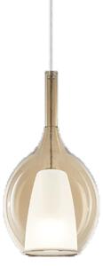 Sospensione Contemporanea Kalique Vetro Ambra Bianco E Cromo 1 Luce E27 H36Cm