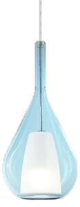 Sospensione Contemporanea Kalique Vetro Azzurro Bianco E Cromo 1 Luce E27 H40Cm