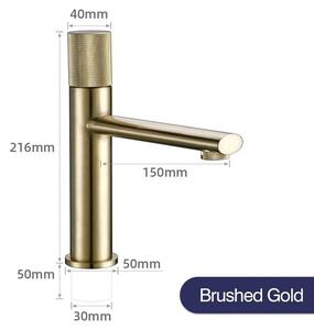 Miscelatore monocomando per lavabo - Rubinetto da bagno - Miscelatore monoleva - Acqua calda e fredda - Montaggio a foro singolo, attacco G1/2 - Ottone/Rame - Finitura oro spazzolato