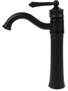Rubinetto per lavabo - Miscelatore monocomando per lavabo - Bocca orientabile a 360° - Ottone - Cartuccia in Vetroceramica - Montaggio a colonna - Nero