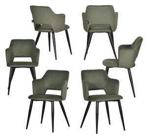 Meubles Cosy Set da 6 sedie da pranzo in stile scandinavo con braccioli, tessuto ecologico e seduta imbottita, verde - AKANJI CC