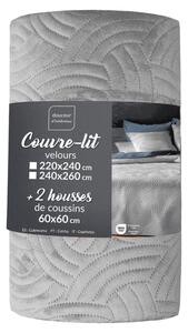 Set con copriletto e federa grigio in velluto 240x260 cm Solange – douceur d'intérieur