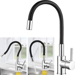 Rubinetto da cucina - Nero, bocca flessibile, orientabile a 360 gradi, ottone