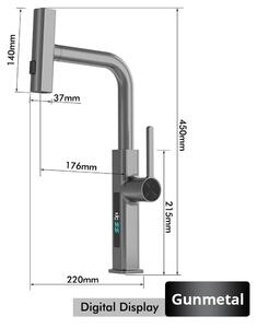 Miscelatore per lavello da cucina – Miscelatore estraibile – Installazione monoblocco – Miscelatore monocomando per acqua calda e fredda – Doccetta estraibile – Corpo in ottone – Ottone