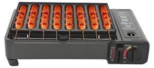 Griglia da tavolo portatile per il campeggio - Griglia a gas/fornello a gas - Vaschetta raccogli-grasso - 42×26×11 cm - Per attività all'aperto, barbecue e picnic - Nero