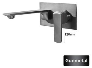 Miscelatore per lavabo – Montaggio a parete – Miscelatore con controllo della temperatura – Acqua calda e fredda – Installazione a scomparsa – Bocchetta quadrata – Monocomando – Montaggio a due fori – Ottone