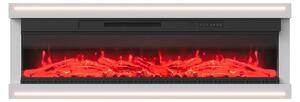 Caminetto elettrico da parete - Finitura lucida 152 cm - 12 colori di fiamma LED - Telecomando - Riscaldamento 750/1500 W - Timer - Protezione contro il surriscaldamento - Bianco