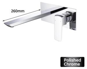Miscelatore per lavabo da bagno – Miscelatore monocomando da montare a parete – Installazione a incasso – Con un'unica leva – Acqua calda e fredda – Corpo in acciaio inossidabile con nucleo in ottone – Finitura cromata lucida