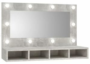 Mobile a Specchio con LED Grigio Cemento 90x31,5x62 cm