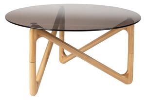 Tavolino da salotto rotondo di colore naturale con piano in vetro ø 80 cm Naia – Dutchbone