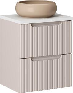 Mobile Da Bagno 50 Cm Con Piano Bianco E Lavabo Beige Cashmere
