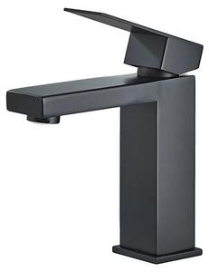 Rubinetto per lavabo, struttura in ottone resistente, design contemporaneo, S Nero