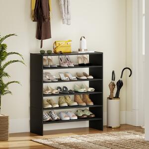 Costway Scaffale per scarpe impilabile a 3 pezzi, Organizer orizzontale a 2 livelli per ingresso corridoio Nero