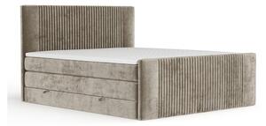 Letto boxspring marrone chiaro con contenitore 140x200 cm Bergamo – Maison de Rêve