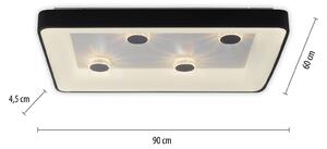 JUST LIGHT. Plafoniera LED Vertigo, CCT, 90x60 cm, nero