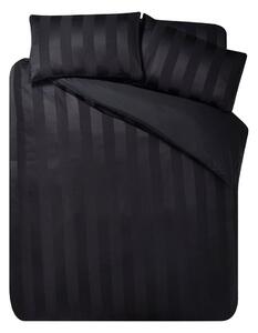 Set copripiumino e federa nero in raso di seta per letto matrimoniale 3 pezzi 200x200 cm So Soft Satin Stripe – Catherine Lansfield