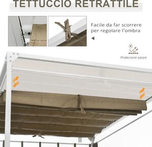 Outsunny Lettino Prendisole 2 Posti con Tettuccio, Tende Protettive e Schienale Regolabile, 210x149x200 cm