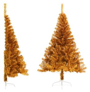 Albero di Natale Artificiale a Metà con Supporto Oro 120 cm PET
